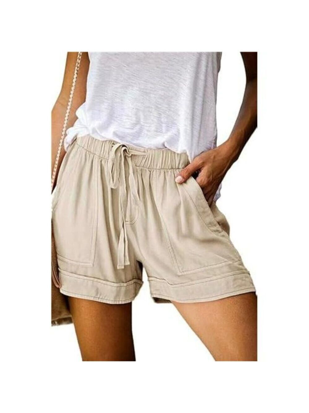 Womens Summer Drawstring Shorts Comfy Elastic Waist Lightweight Cotton